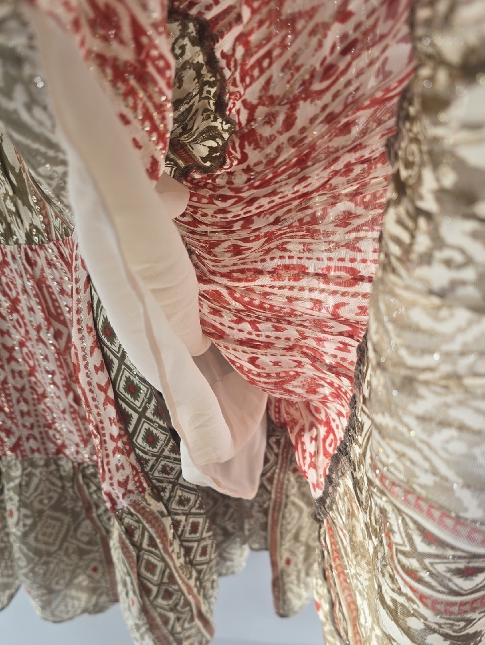 Zara Sleeveless Maxi Dress - Red,gold And  Olive - Picture 6 of 8